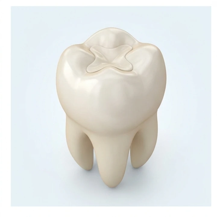 Render referencial de una restauración conservadora en un molar